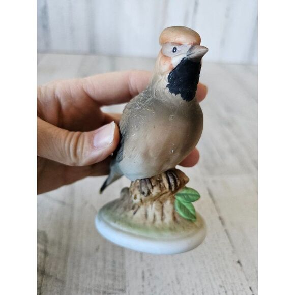 Lefton 6606 waxwing Bird figurine porcelain vintage statue realistic lifelike‎ - Picture 6 of 9